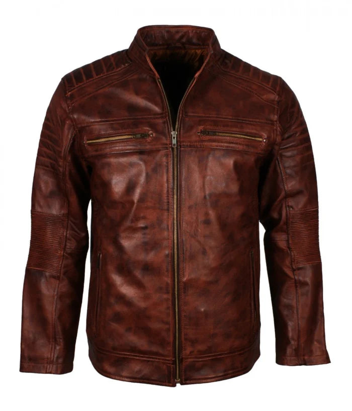 Premium Brown Vintage Café Racer Leather Jacket