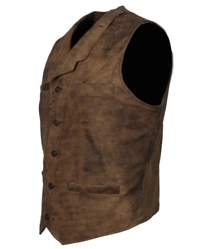Men’s Distressed Brown Biker Leather Vest