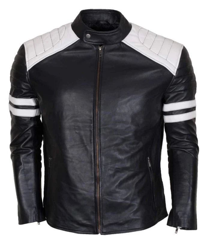 Men’s Hybrid Fight Style Black Leather Biker Jacket