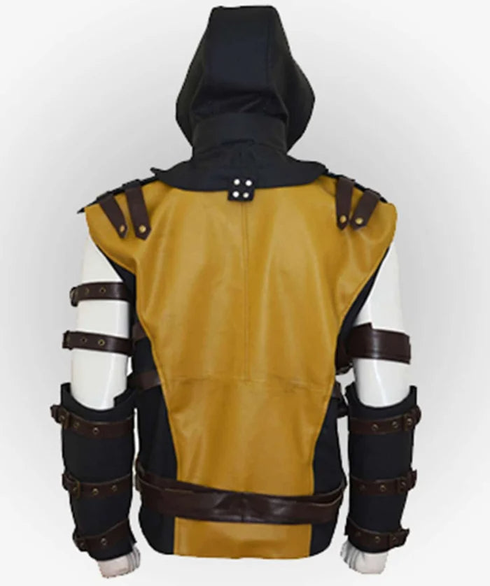 Hollywood Jackets Mortal Kombat X Scorpion Leather Jacket with Hood