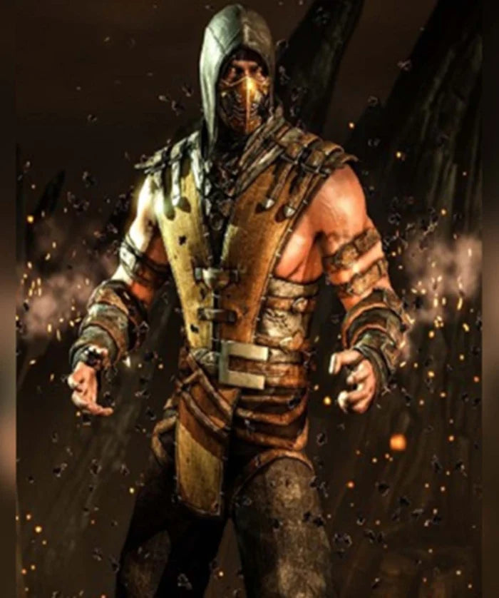 Hollywood Jackets Mortal Kombat X Scorpion Leather Jacket with Hood