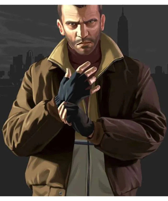 Hollywood Jackets GTA IV Niko Bellic Classic Brown Leather Jacket