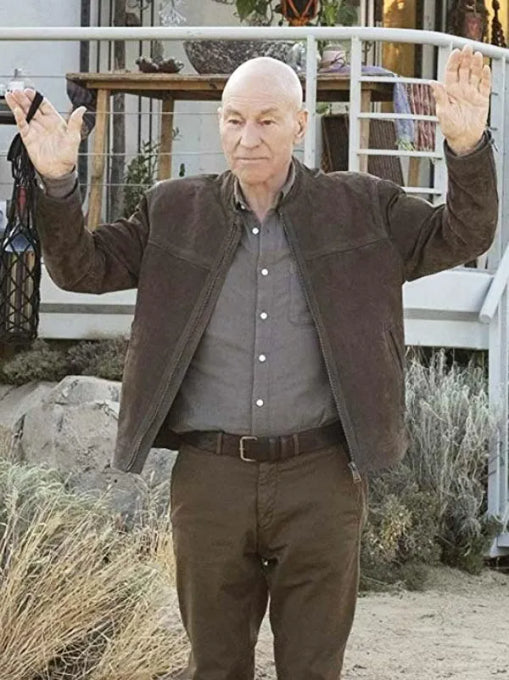 Hollywood Jacket Patrick Stewart Star Trek: Picard Brown Jacket