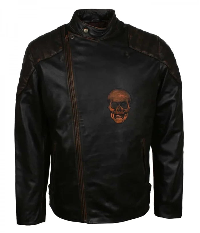 Ride Skull Cowhide Motorcycle Leather Jacket