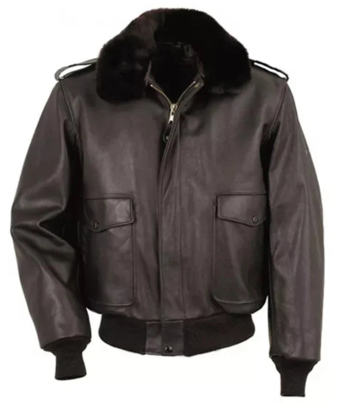R.J. Macready The Thing Kurt Russell Bomber Brown Leather Jacket