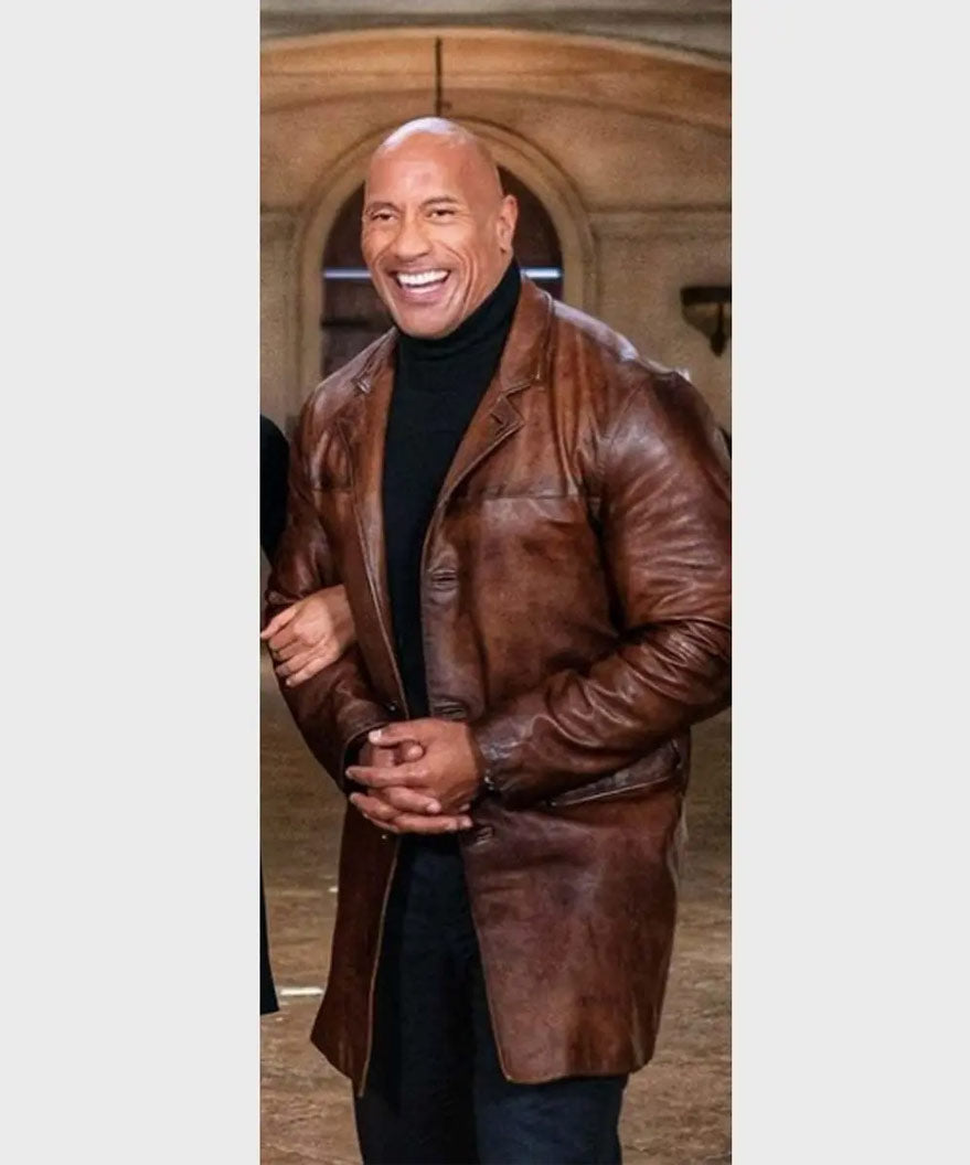 Hollywood Jackets The Rock Red Notice Brown Leather Coat