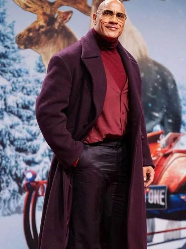 Dwayne Johnson Red One Berlin Premiere Burgundy Wool Coat