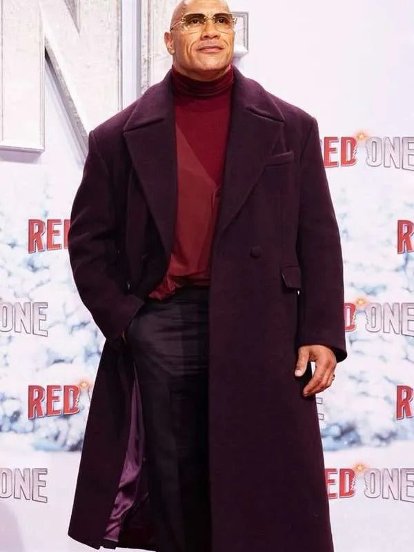 Dwayne Johnson Red One Berlin Premiere Burgundy Wool Coat