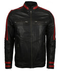 Red and Black Cafe Racer Leather Jacket