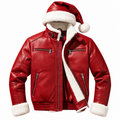 Men’s Red Faux Leather Santa Jacket – Christmas Edition | Hollywood Jackets