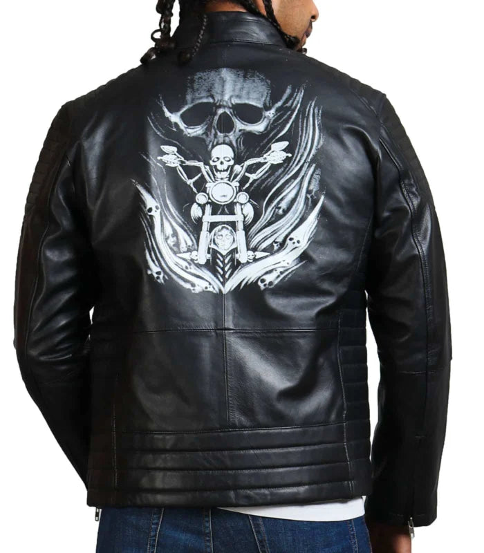 Riding Skeleton Boda Biker Leather Jacket