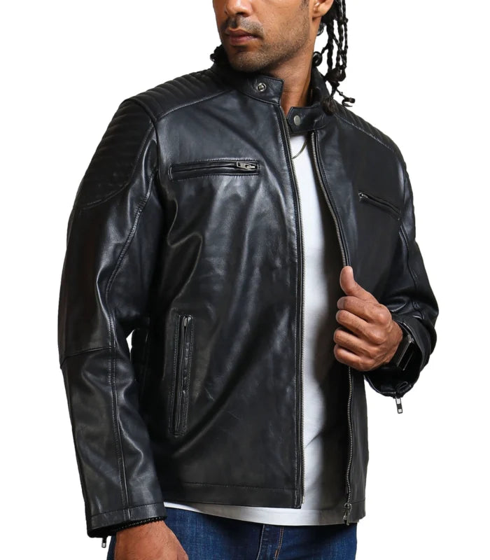 Riding Skeleton Boda Biker Leather Jacket