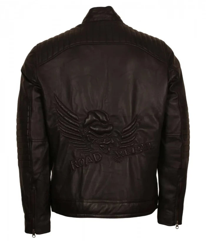 Road Rebel Men’s Black Motorcycle Leather Jacket