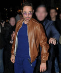 Robert Downey Jr Brown Leather Bomber Jacket