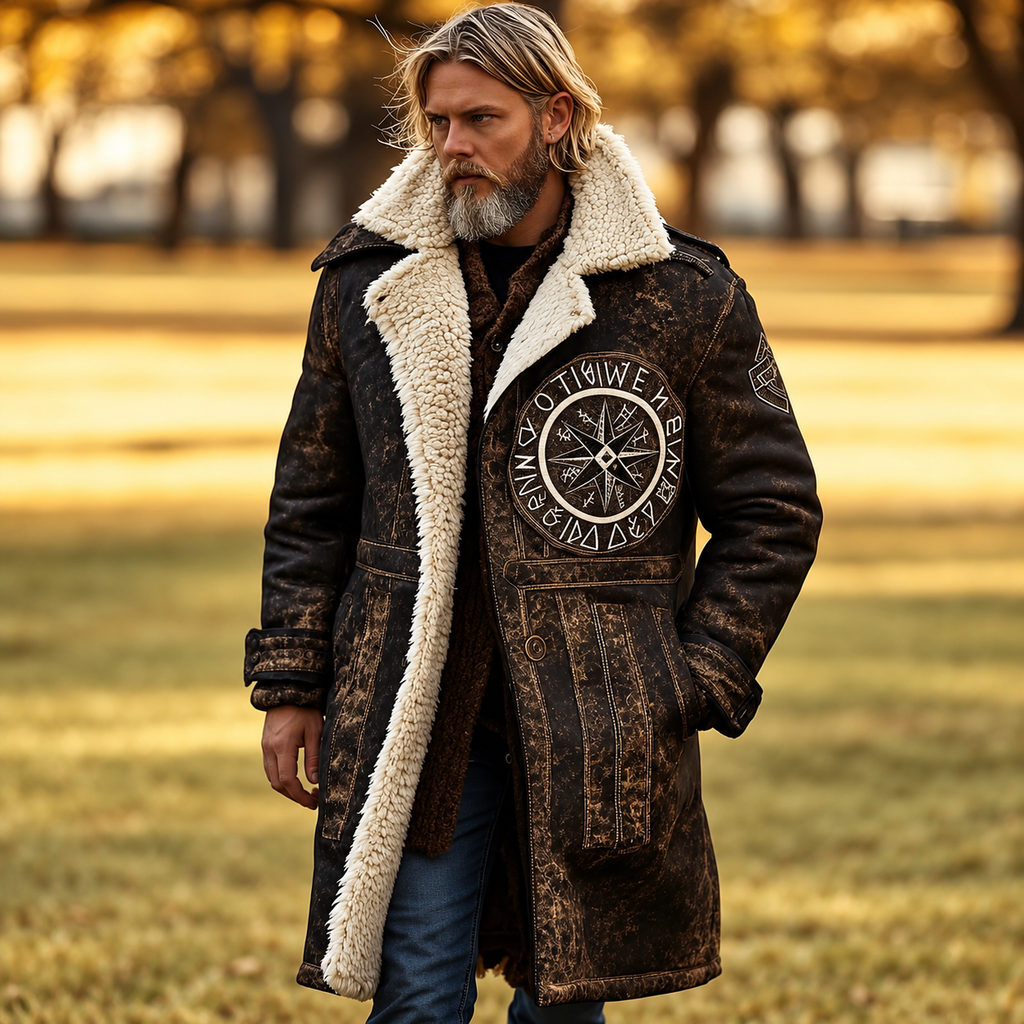 Men’s Hollywood Jackets Distressed Brown Shearling Leather Long Coat