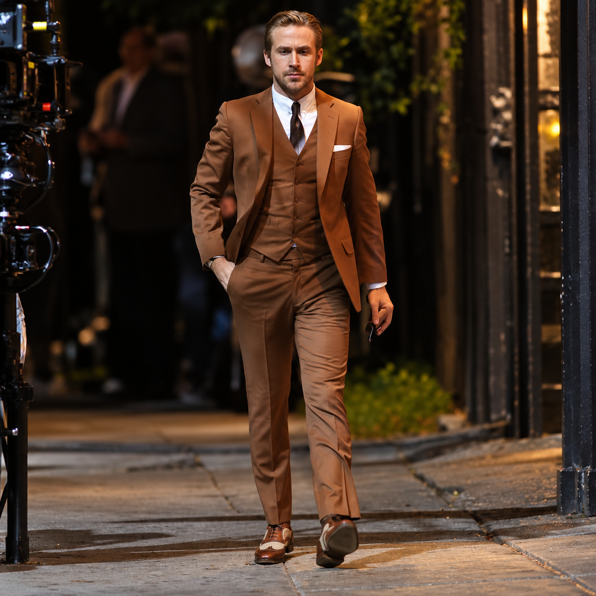 Hollywood Jackets Ryan Gosling La La Land Brown 3 Piece Suit Men’s