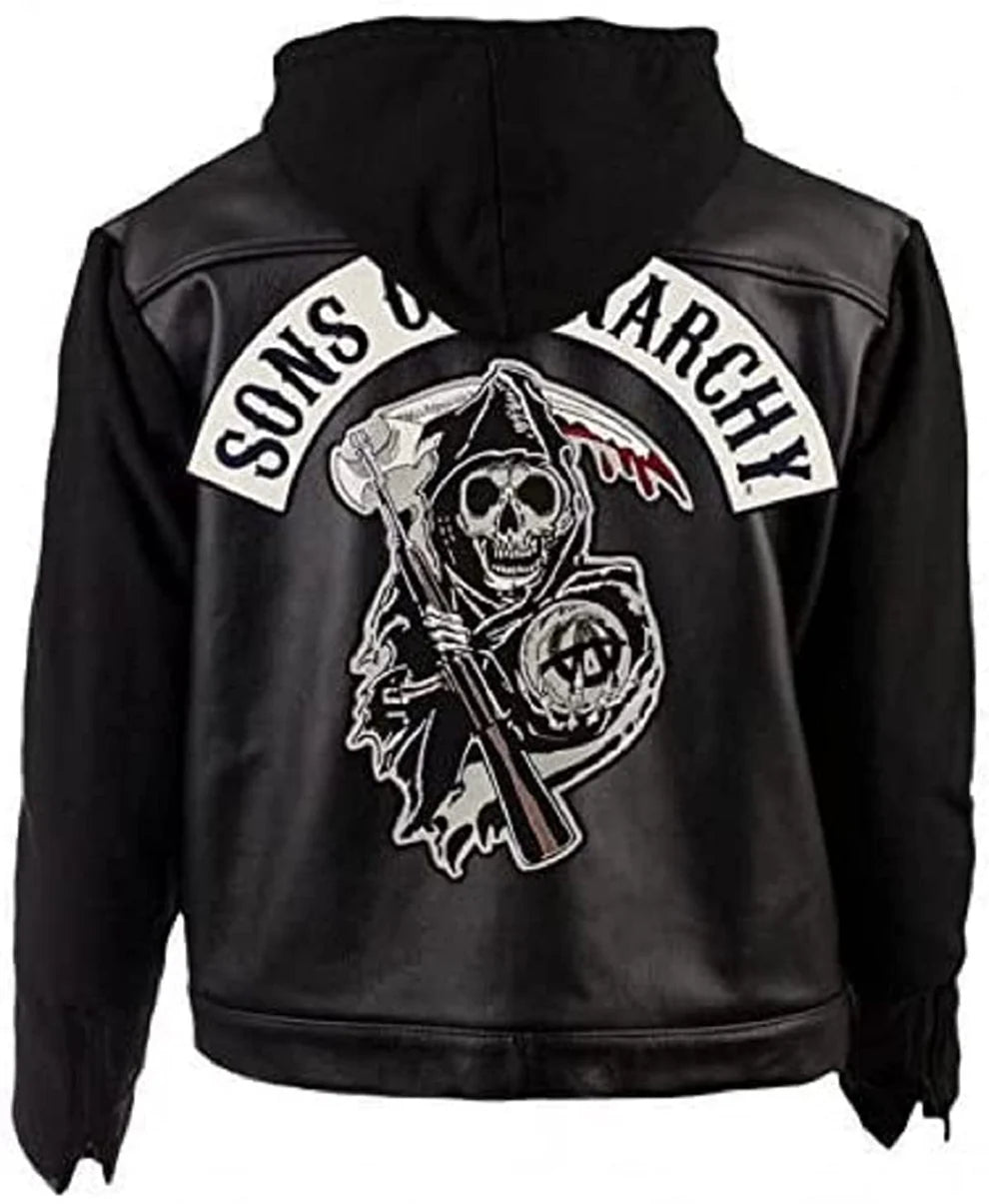 SOA Son of Anarchy Leather Hooded Jacket