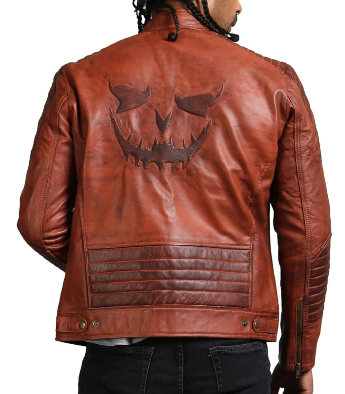 SCARECROW Men Brown Vintage Leather Jacket
