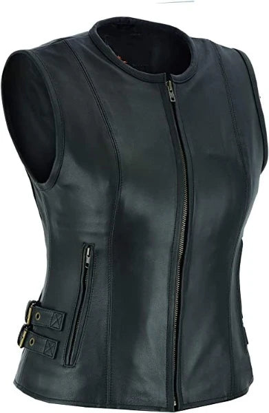 Sheep Skin Leather Black Vest