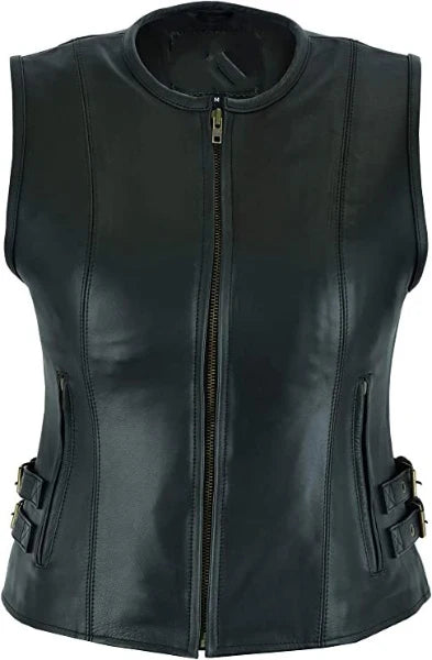 Sheep Skin Leather Black Vest