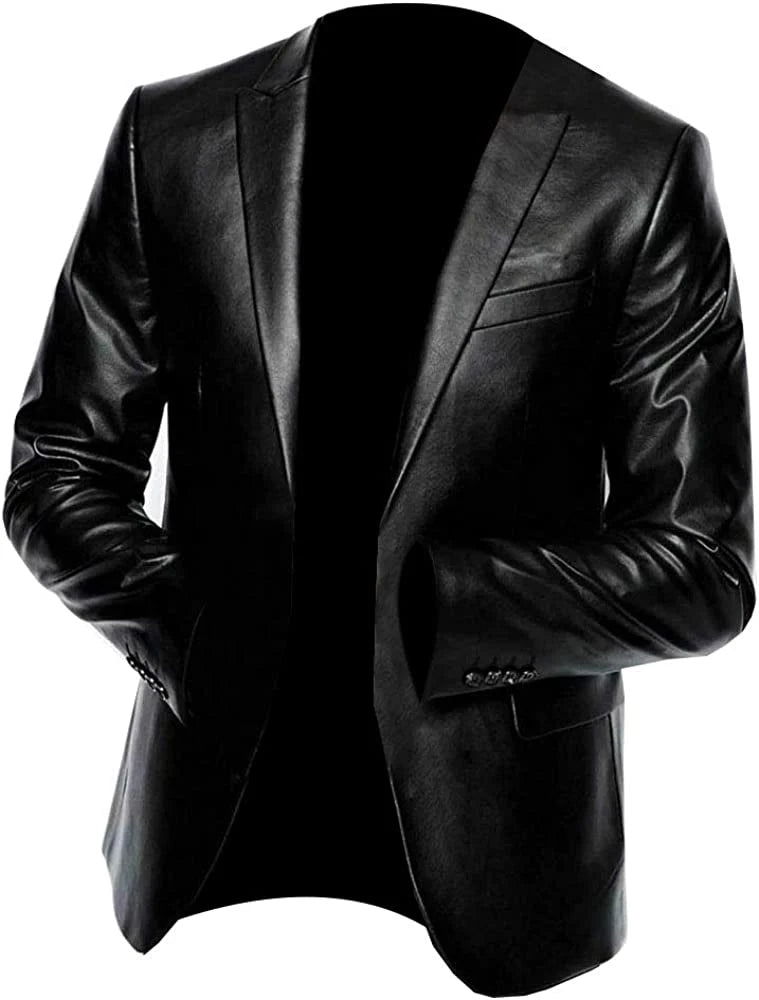 Slim Fit Leather Blazer