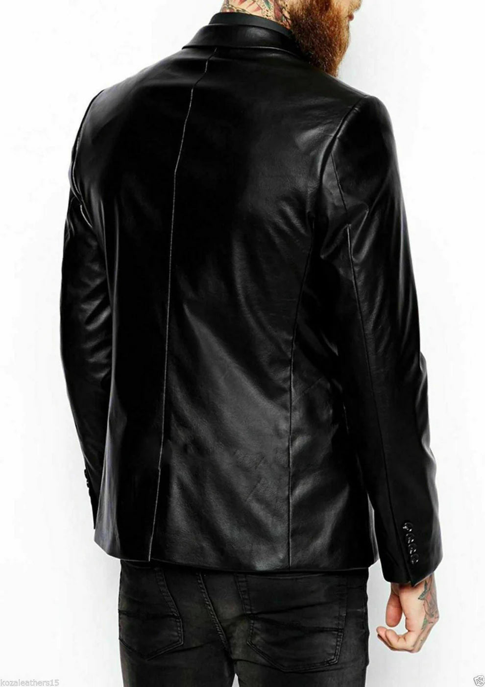 Slim Fit Leather Blazer