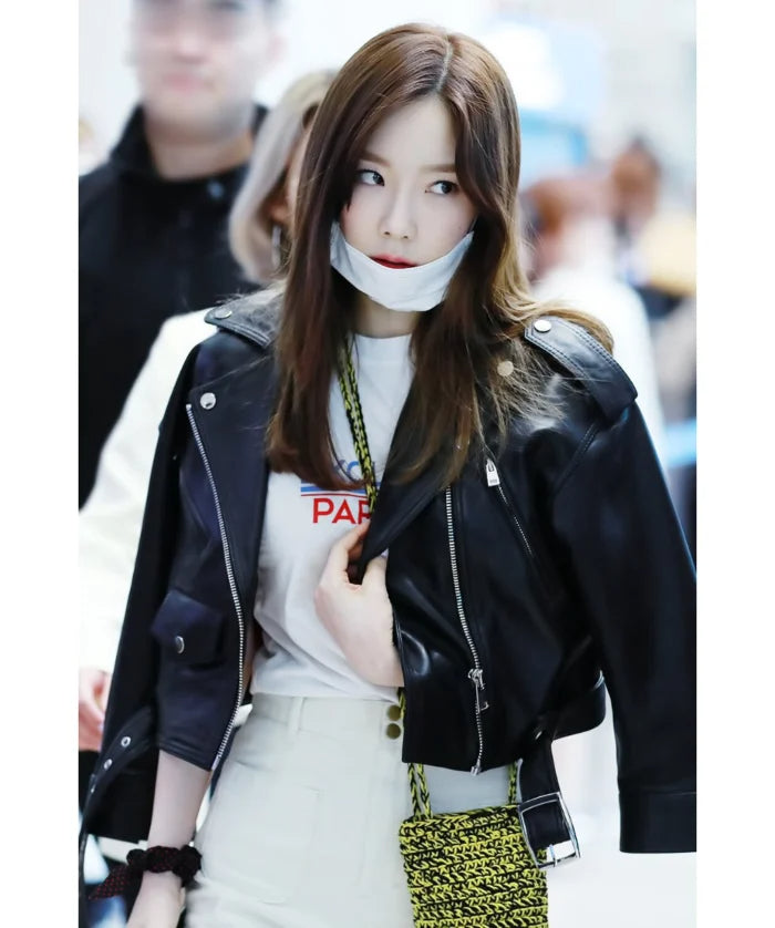 Hollywood Jackets Taeyeon Black Biker Leather Jacket