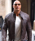 The Rock Dwayne Johnson Brown Leather Jacket