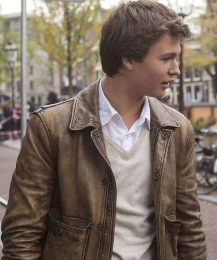 Ansel Elgort Inspired Leather Jacket from The Fault in Our Stars