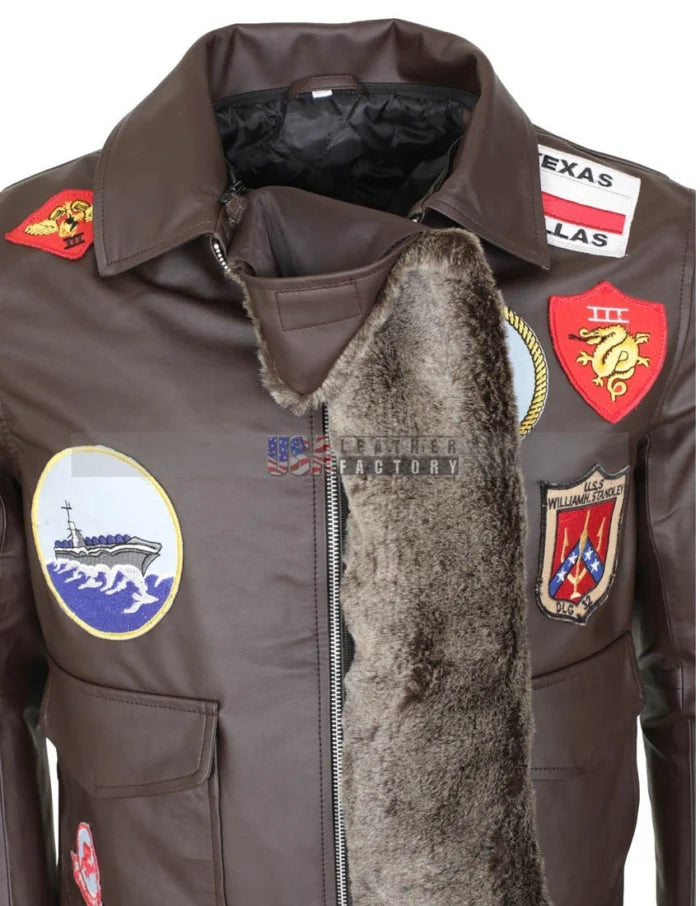Classic Top Gun Tom Cruise Leather Jacket – Brown