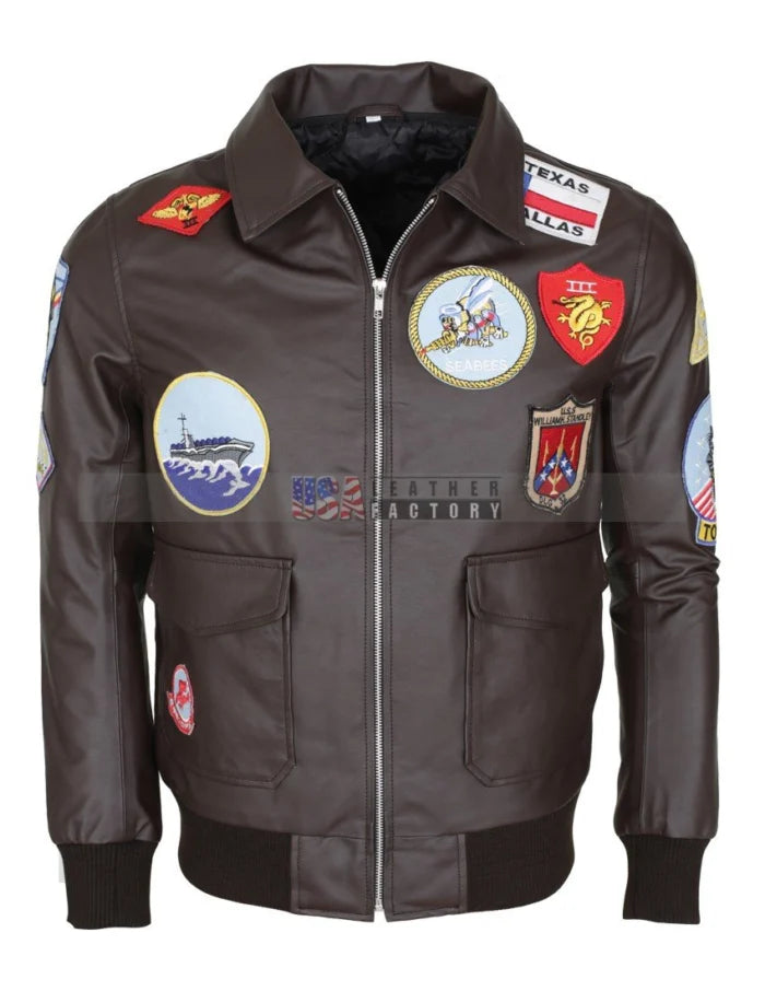 Classic Top Gun Tom Cruise Leather Jacket – Brown