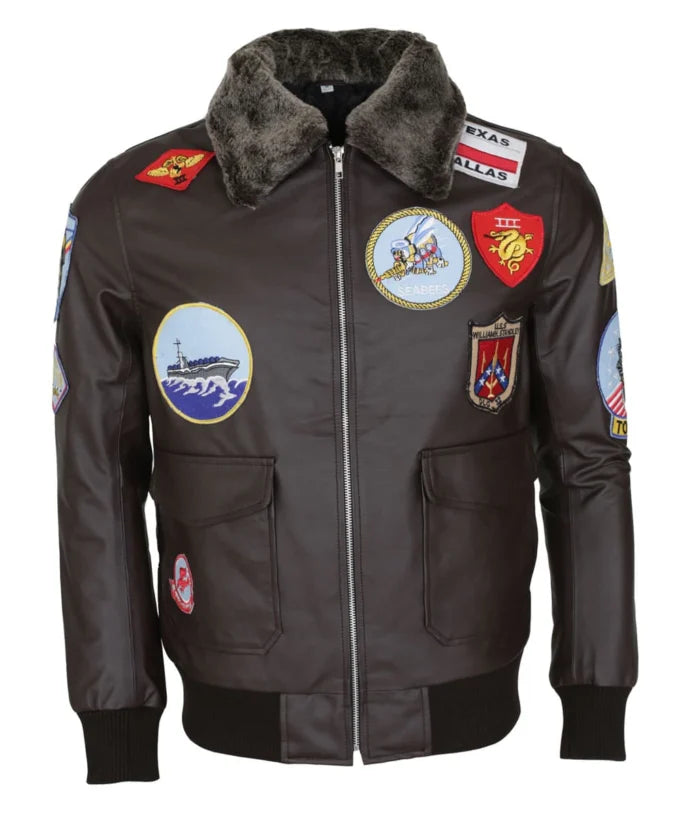 Classic Top Gun Tom Cruise Leather Jacket – Brown