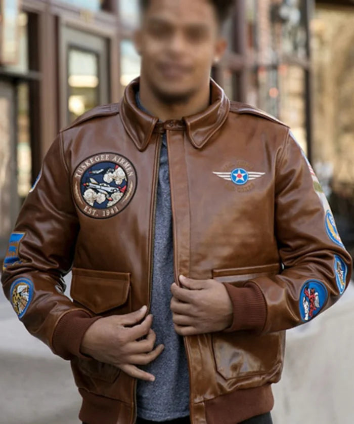 Tuskegee Airmen Fighter A2 Brown Leather Jacket