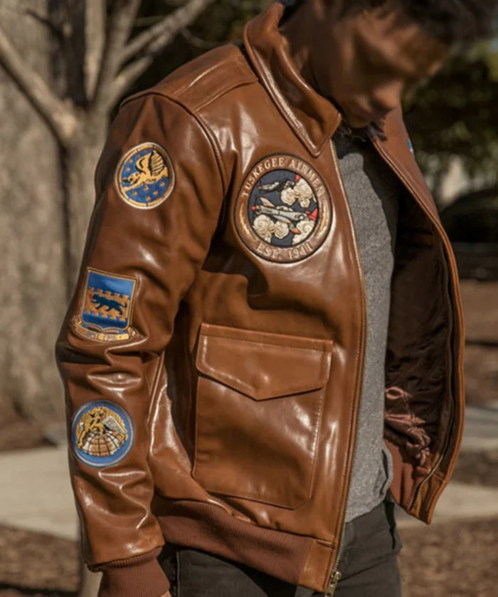 Tuskegee Airmen Fighter A2 Brown Leather Jacket
