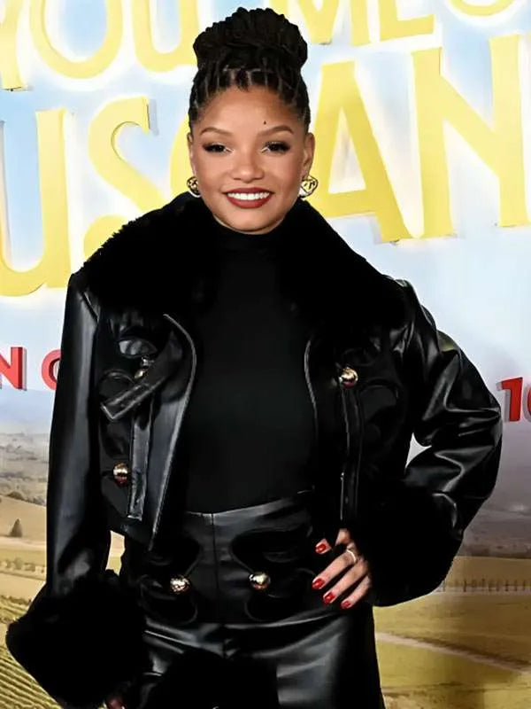 Hollywood Jackets Women’s Halle Bailey UK Special Screening Black Leather Shearling Jacket