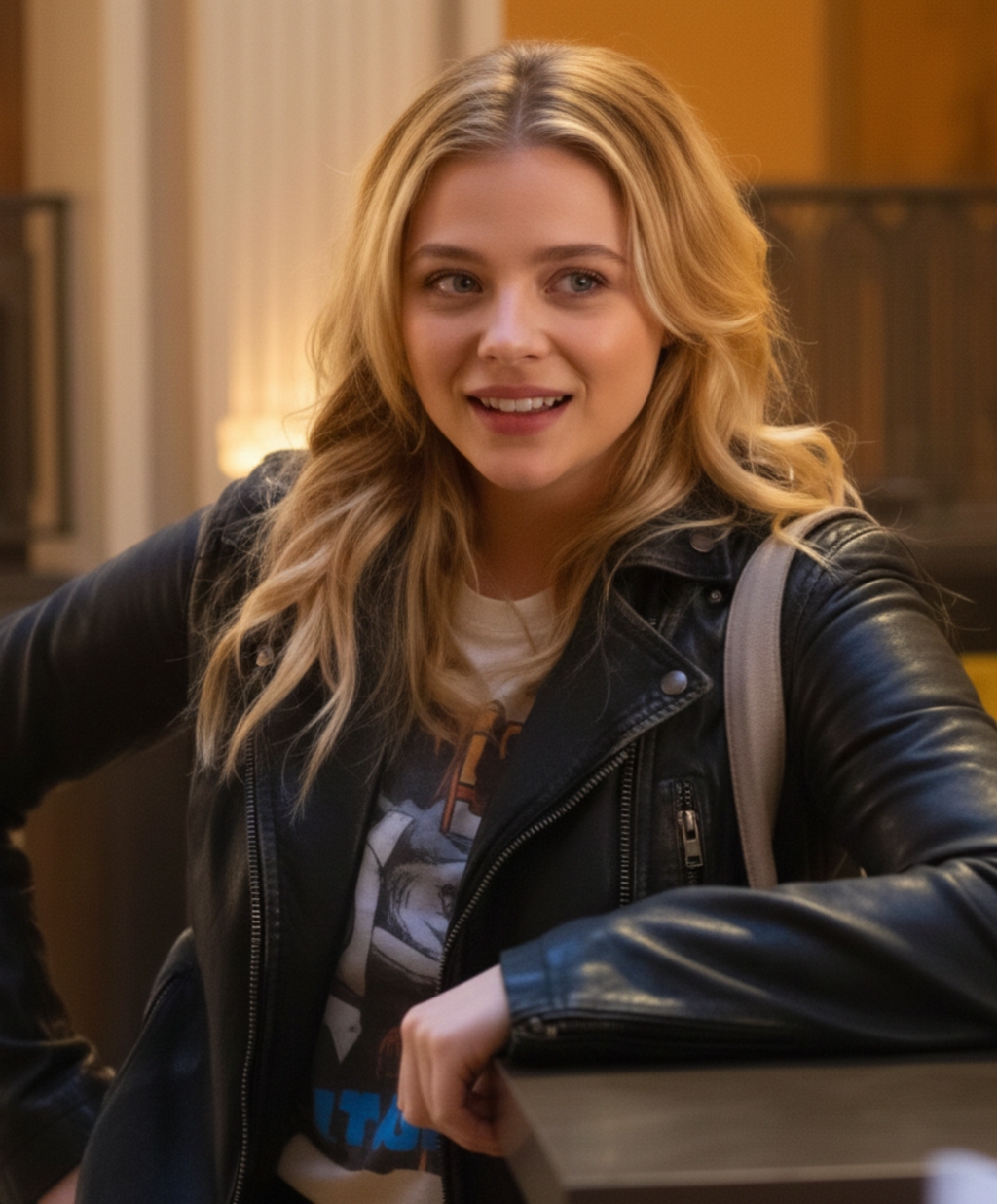 Hollywood Jackets Tom & Jerry Chloë Grace Moretz Black Leather Jacket