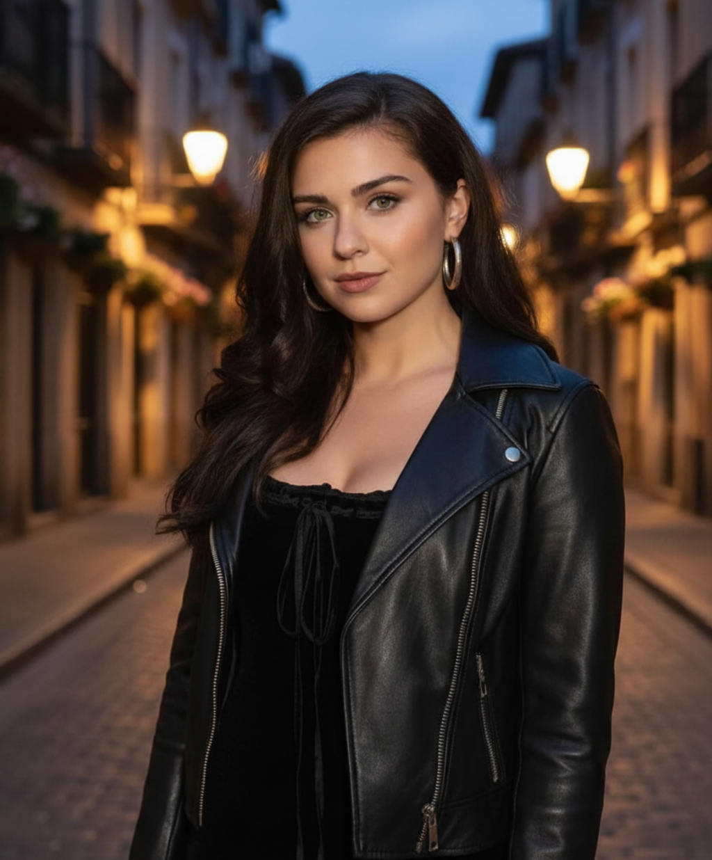 Hollywood Jackets Victoria Konefal Days of Our Lives Black Biker Leather Jacket