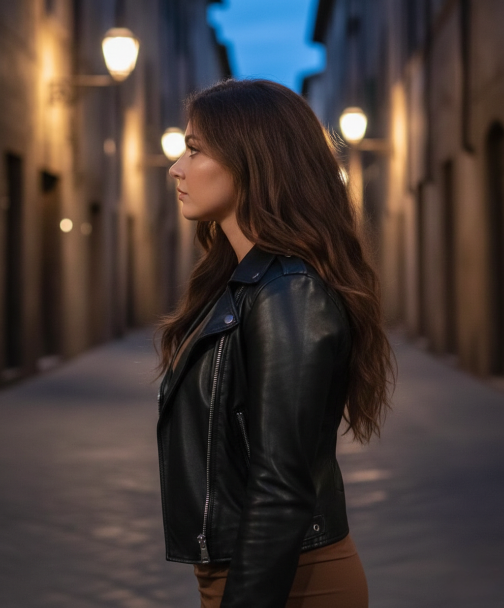 Hollywood Jackets Victoria Konefal Days of Our Lives Black Biker Leather Jacket
