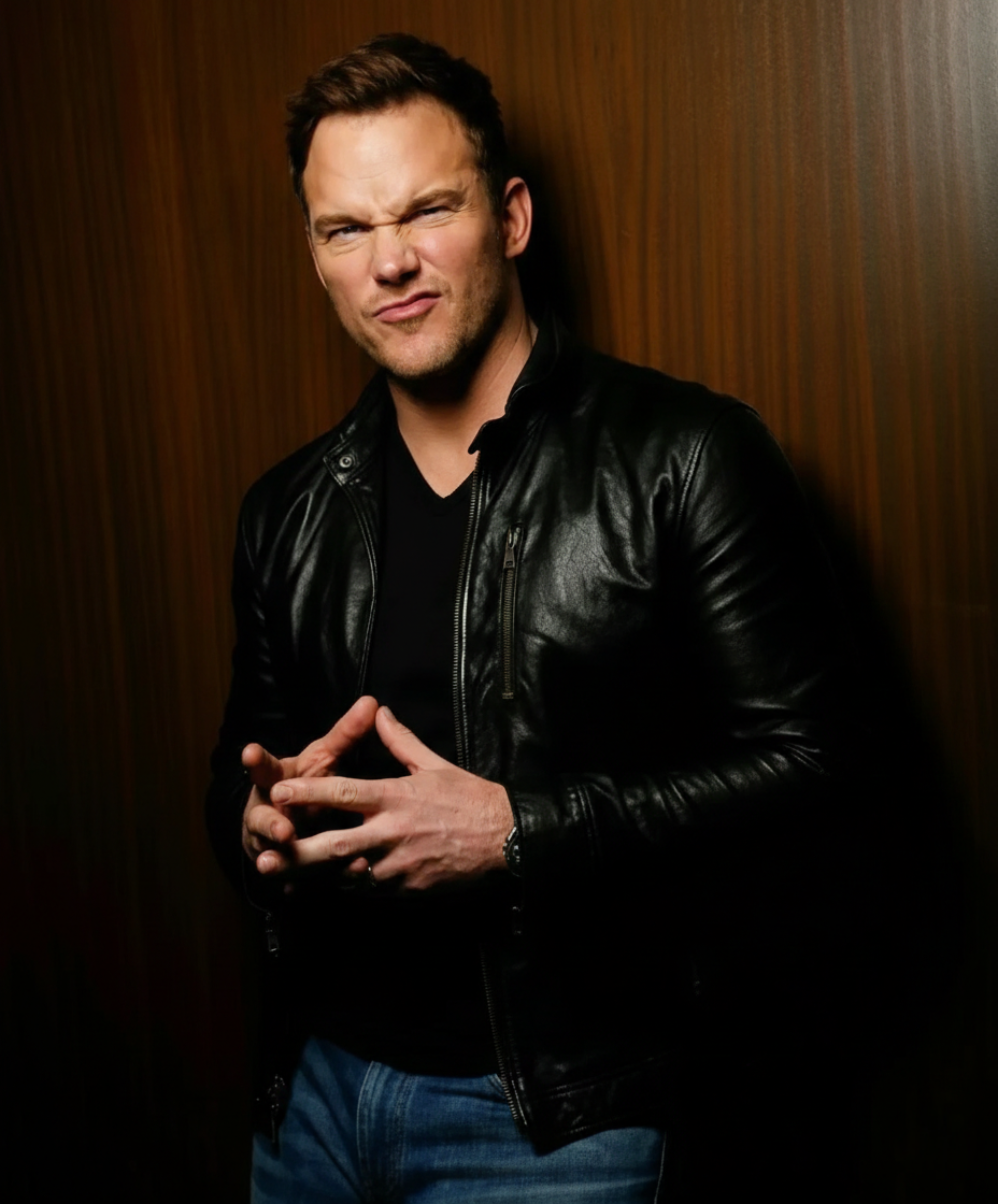 Chris Pratt Inspired Black Leather Jacket