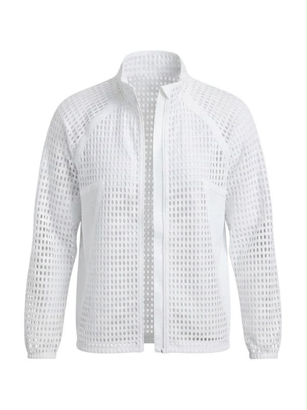 Premium White Knit Zip Jacket – Tennis Champion Inspired Edition