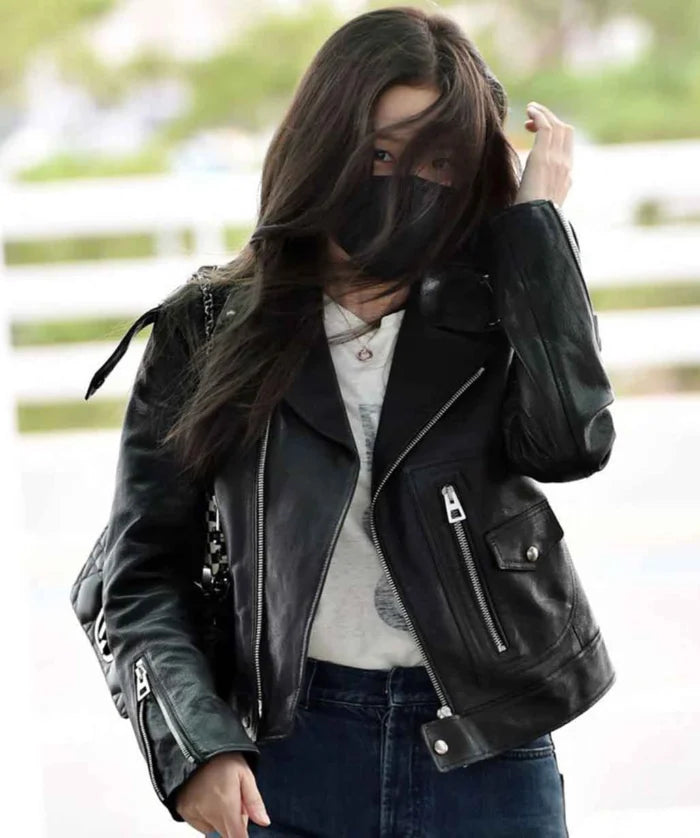 Hollywood Jackets BLACKPINK Jisoo Black Biker Leather Jacket