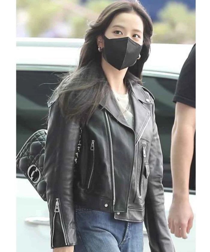 Hollywood Jackets BLACKPINK Jisoo Black Biker Leather Jacket