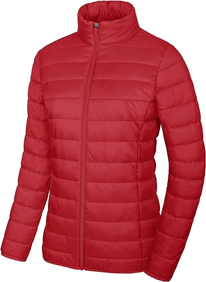 Women Red Quilt Puffer Jacket
