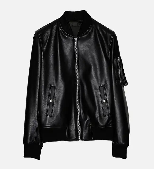 Hollywood Jackets Women’s Sheep-Skin Black Leather Bomber Jacket