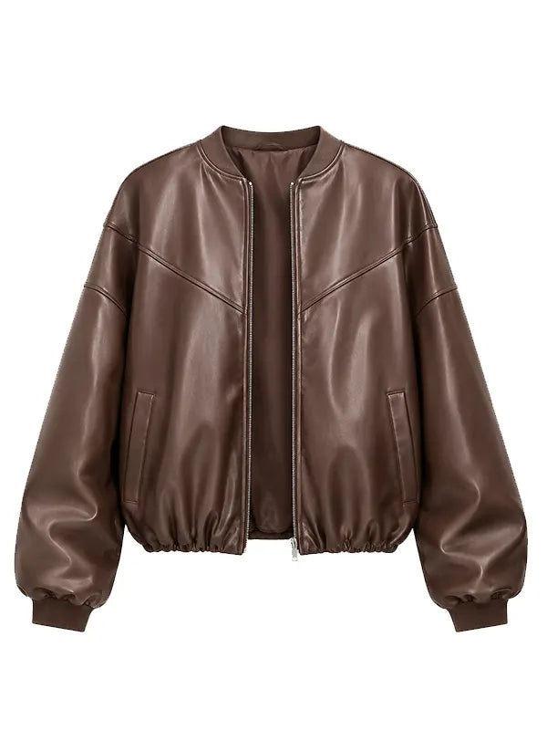 Hollywood Jackets Women’s Vintage Brown Distressed Leather Bomber Jacket
