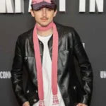 A Complete Unknown Paris Premiere Timothée Chalamet Black Leather Jacket