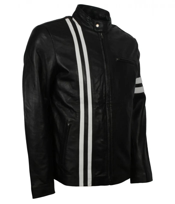 Men’s Retro Driver Style Black Genuine Leather Biker Jacket