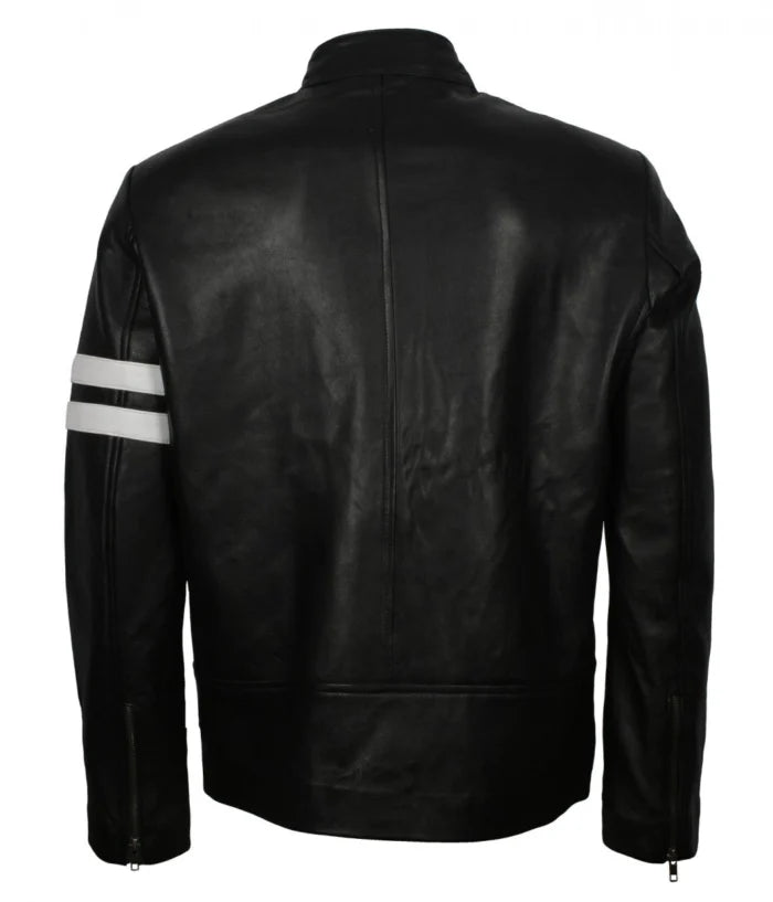 Men’s Retro Driver Style Black Genuine Leather Biker Jacket