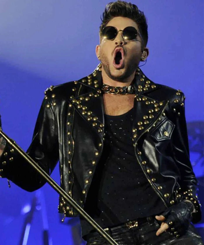 Adam Lambert Concert Studded Leather Jacket