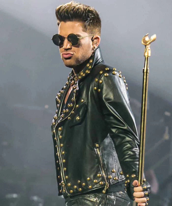 Adam Lambert Concert Studded Leather Jacket